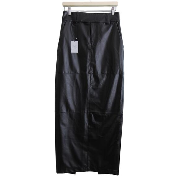 Helsa Studio Waterbased Faux Leather Maxi Skirt Black NWT Small Revolve - Picture 4 of 10